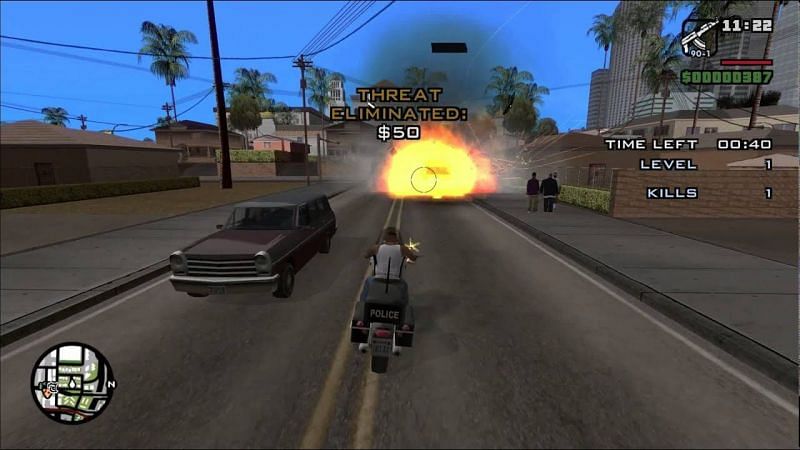 Default GTA San Andreas with mods to make it look like the PS2