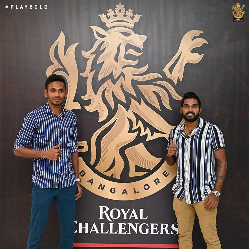 Dushmanta Chameera (Left) and Wanindu Hasaranga (Right) are among the replacments RCB made (PC: RCB Twitter)