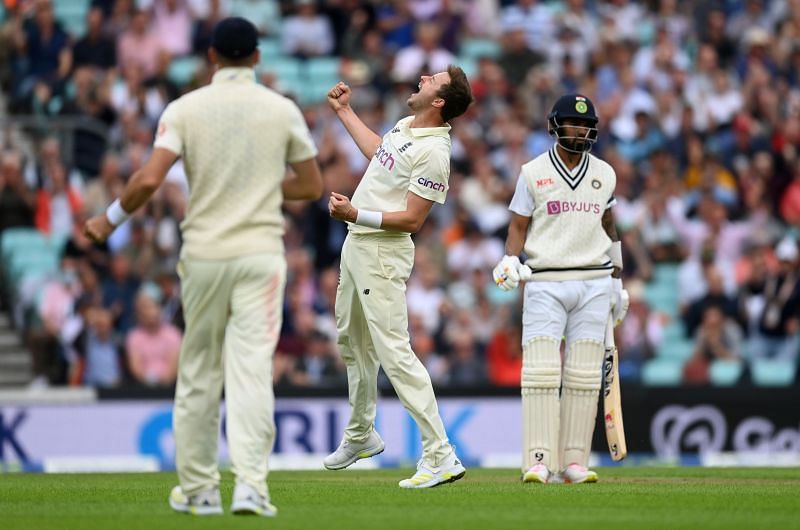 Ollie Robinson celebrates KL Rahul&#039;s wicket. (Image Credits: Twitter)