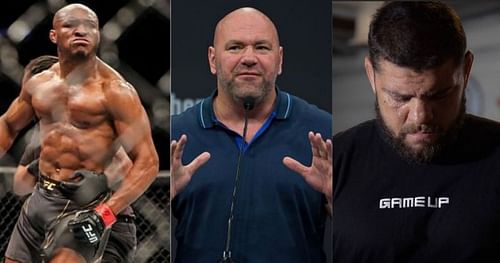 Kamaru Usman (Left), Dana White (Centre), Nick Diaz (Right)