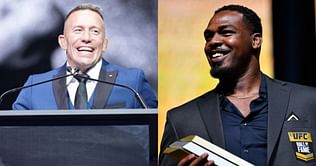 Watch: Georges St-Pierre interacts with Jon Jones and his family backstage at the UFC Hall of Fame induction ceremony