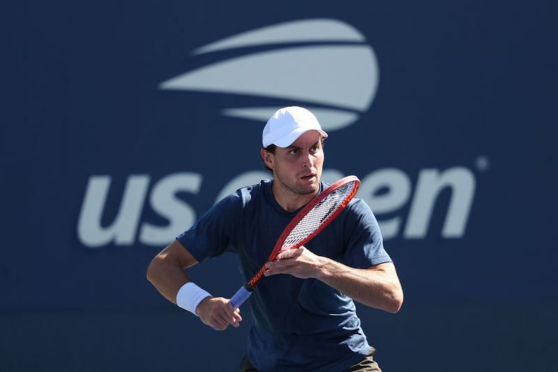 Aslan Karatsev in action at the 2021 US Open