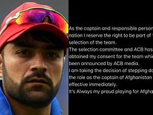 Rashid Khan steps down from T20 captaincy after ACB announces the Afghanistan World Cup squad without taking his consent