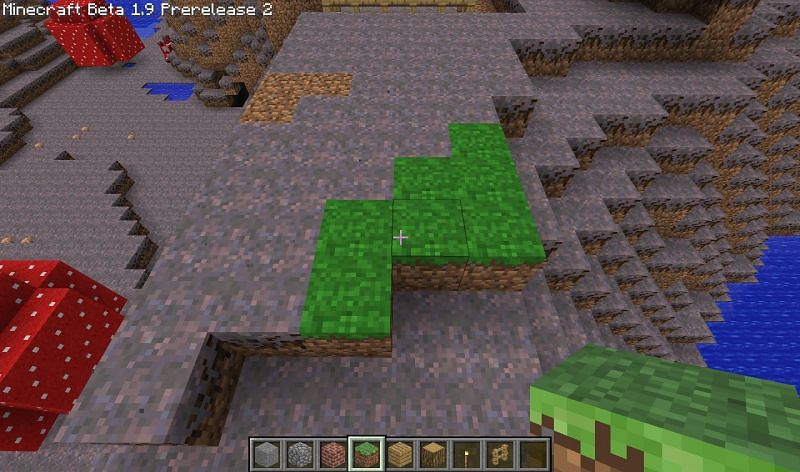 Mycelium and grass blocks (Image via Minecraft)