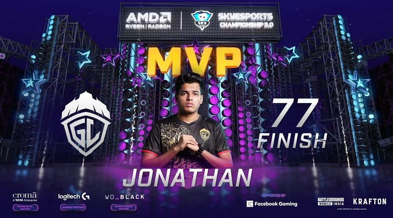 Jonathan was awarded the MVP of the BGMI tournament (Image via Skyesports)