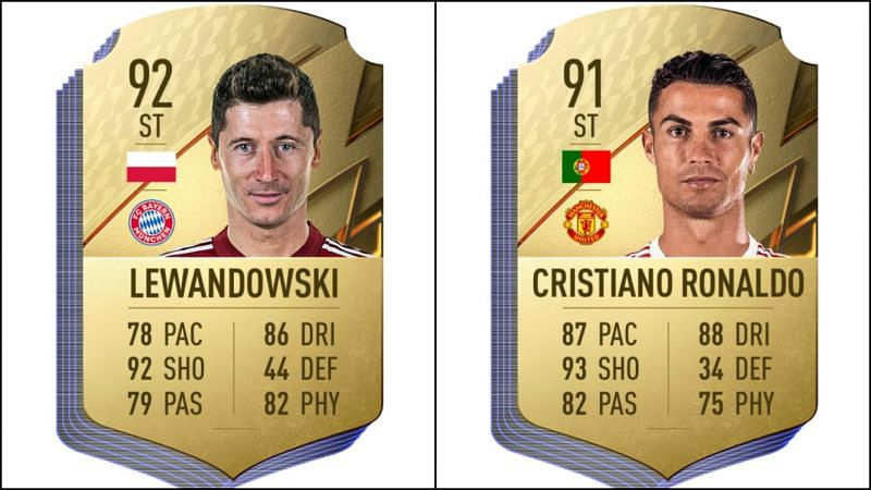 Robert Lewandowski and Cristiano Ronaldo&#039;s OVR cards (Images via EA Sports)