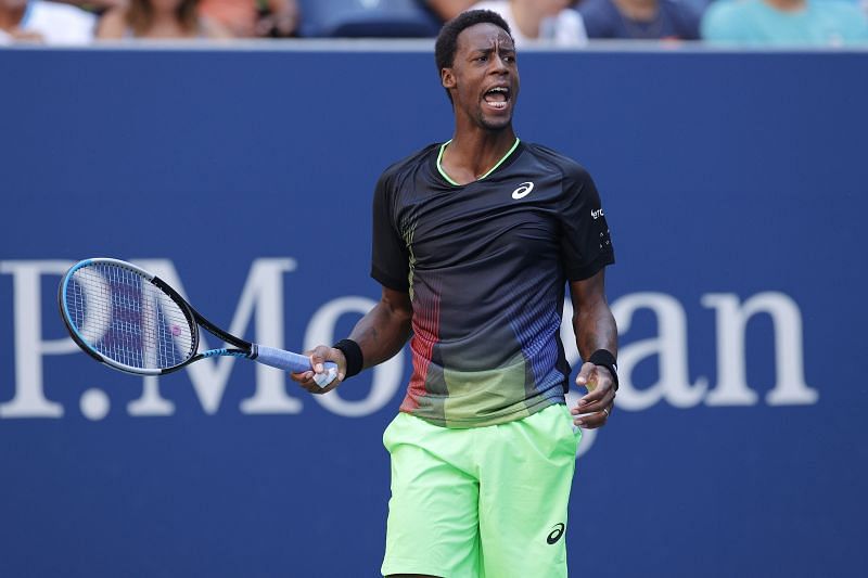 Gael Monfils roars during his third-round match at the 2021 US Open