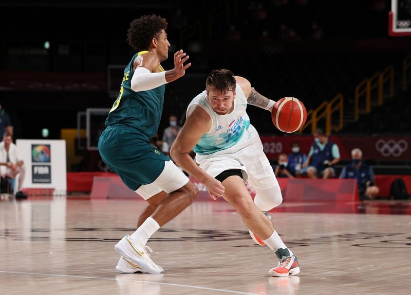 Luka &lt;a href=&#039;https://www.sportskeeda.com/basketball/luka-doncic&#039; target=&#039;_blank&#039; rel=&#039;noopener noreferrer&#039;&gt;Doncic&lt;/a&gt; drives to the basket at the Tokyo Olympics