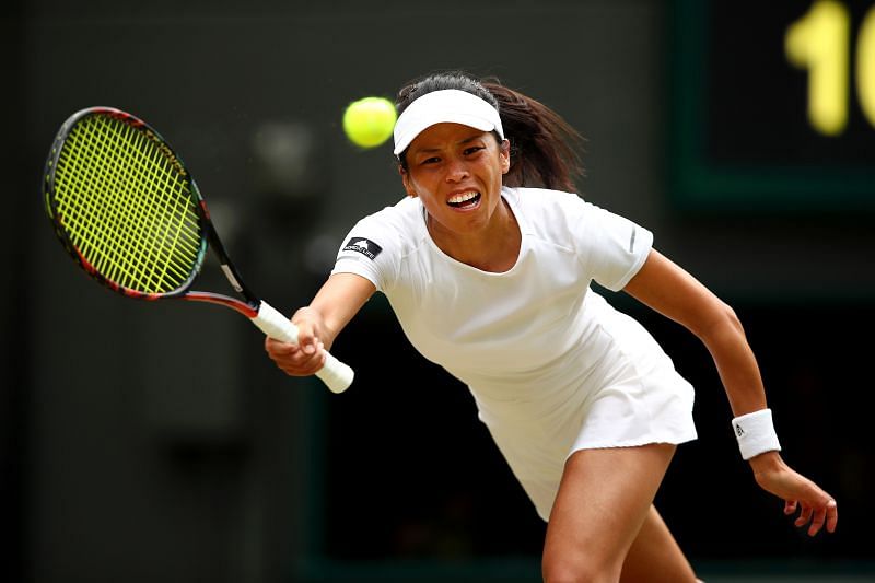 Hsieh Su-wei in action at Wimbledon 2019