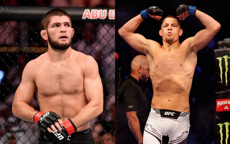 Khabib Nurmagomedov (left); Nate Diaz (right)