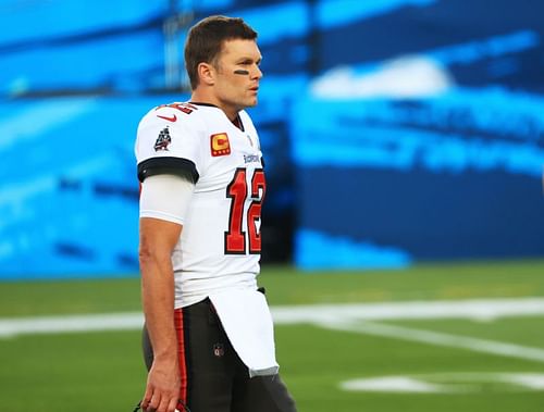 Tom Brady warming up before Super Bowl LV, which he went on to win