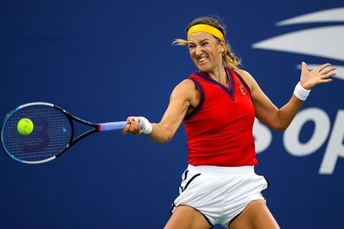 Victoria Azarenka in action at the 2021 US Open