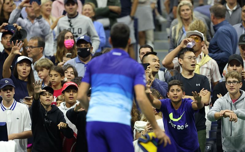 Fans cheer Novak Djokovic after his win