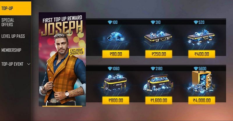 Select the desired top-up option (Image via Free Fire)