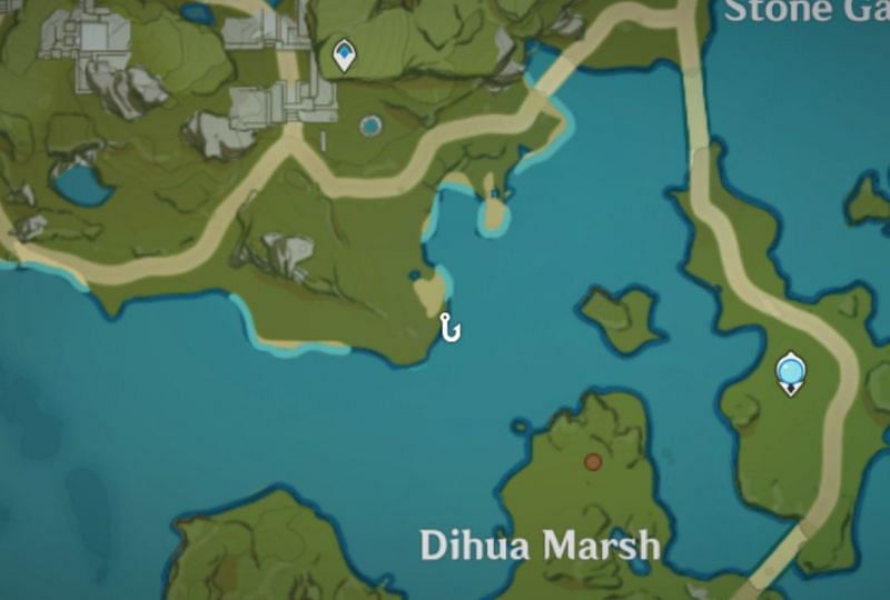 Местоположение 29. Dihua Marsh. Dihua Marsh Genshin Impact. Остров под водой Геншин. Геншин врата.