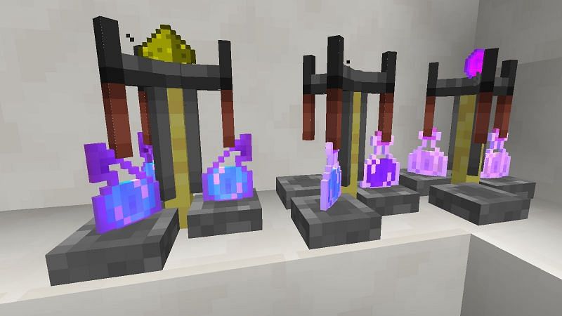 Several modded brewing stands (Image via Minecraft)