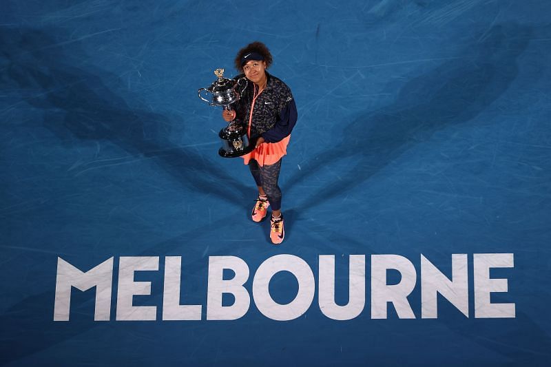 Naomi Osaka with the 2021 Australian Open trophy