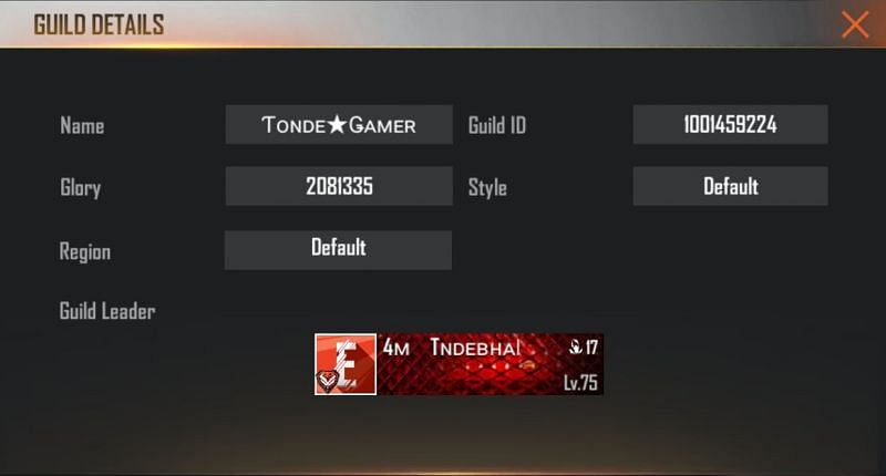 Bilash is part of the Tonde Gamer guild (Image via Free Fire)