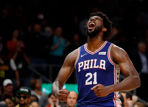 Joel Embiid in a Philadelphia 76ers v Atlanta Hawks game