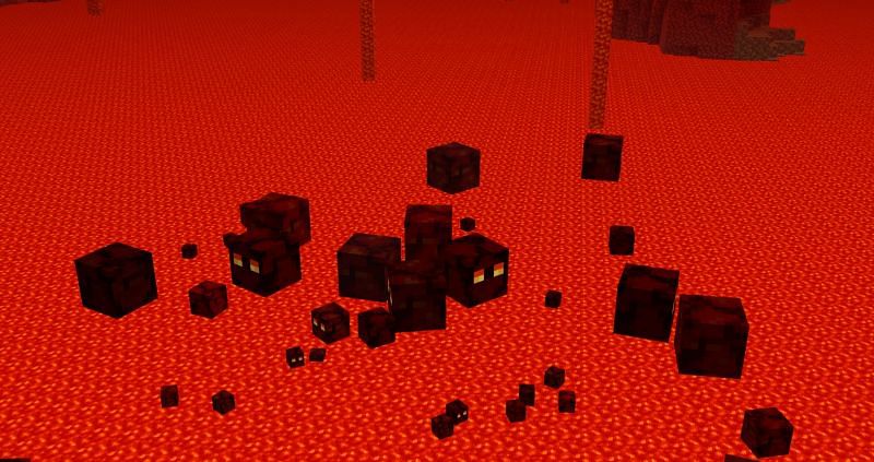 Magma cubes are similar in appearance and behavior to slimes, but reside in the Nether (Image via Mojang).