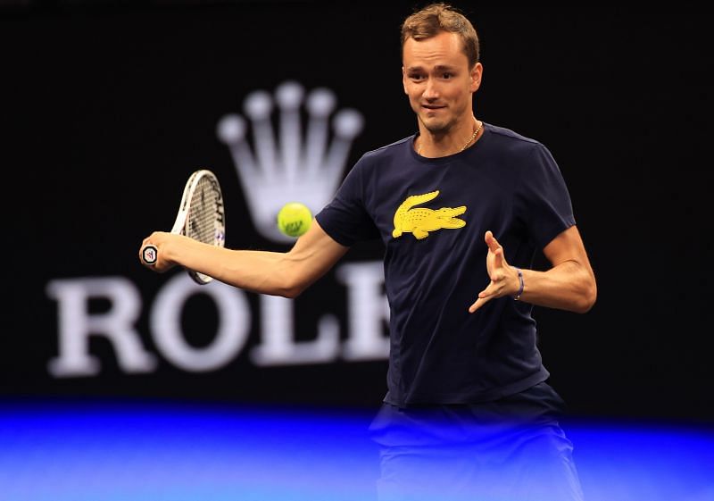 Daniil Medvedev during a practice session ahead of the Laver Cup 2021