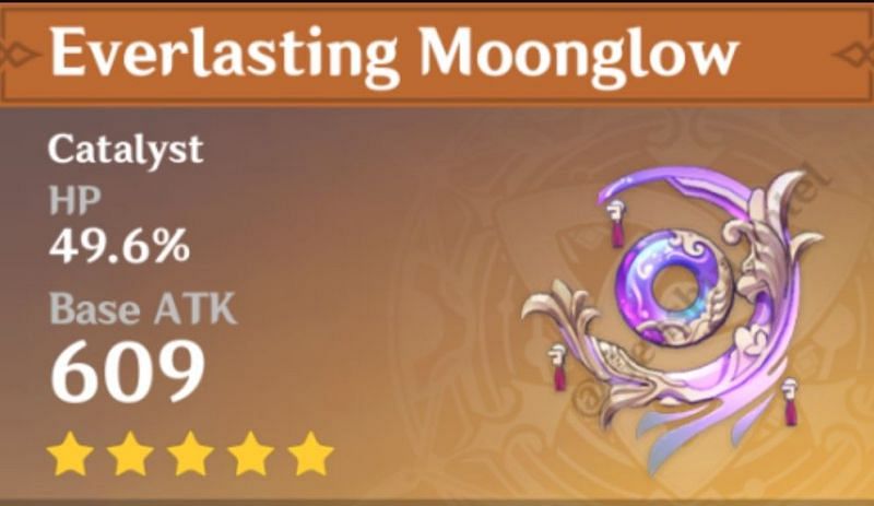 Everlasting Moonglow, with higher stats than what were previously leaked (Image via Genshin Impact)