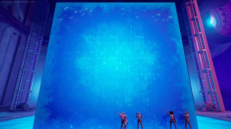 The new mysterious Blue Cube in Fortnite Chapter 2 Season 8 (Image via @the_seven_7_ on Twitter)