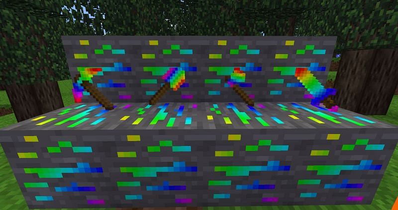 The unfortunately outdated rainbow ore mod (Image via minetest.net)