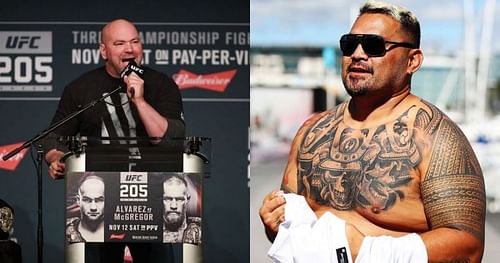 Dana White (left) & Mark Hunt (right)