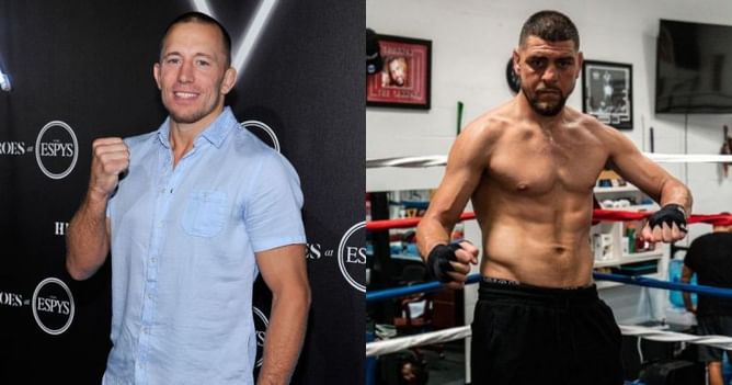 Watch: Nick Diaz shakes hands with Georges St-Pierre backstage at UFC 266