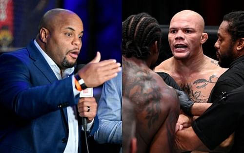 Daniel Cormier (left) didn't mince words while addressing the Smith-Spann altercation (right)