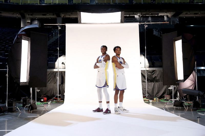 Jonathan Kuminga and Moses Moody at the Golden State Warriors Media Day