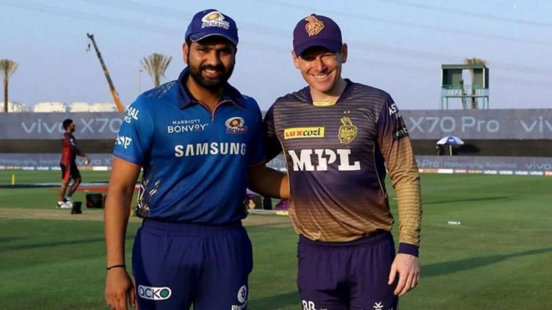 MI and KKR captain Rohit Sharma (L) and Eoin Morgan.