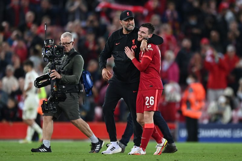 Andy Robertson (left) enjoyed a fine outing at left-back for Liverpool.