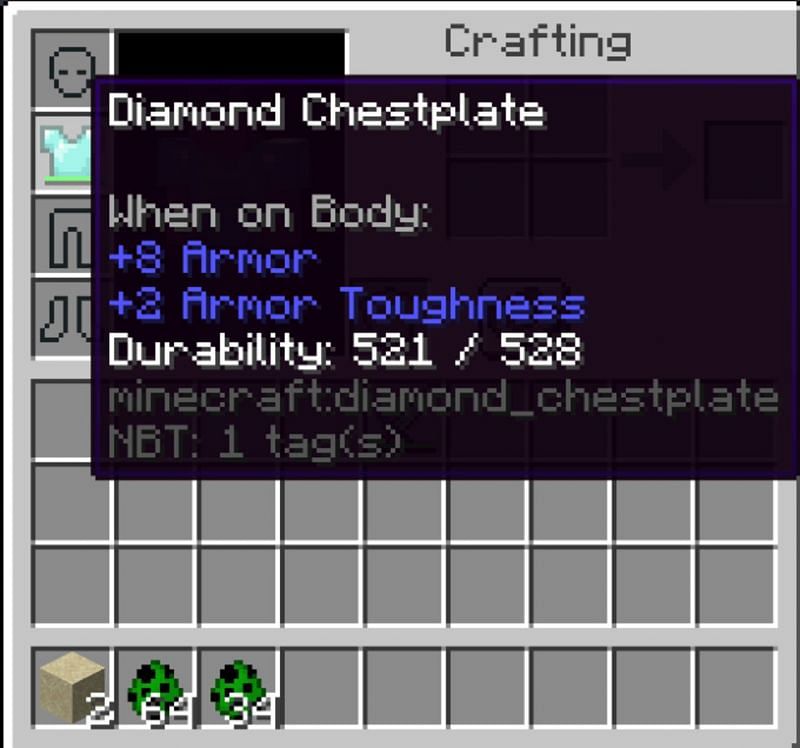 An item durability measurement enabled by advanced tooltips (Image via Mojang)