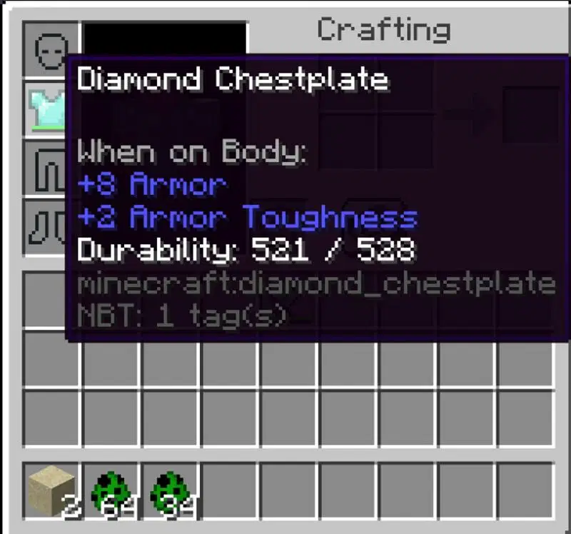 An item durability measurement enabled by advanced tooltips (Image via Mojang)