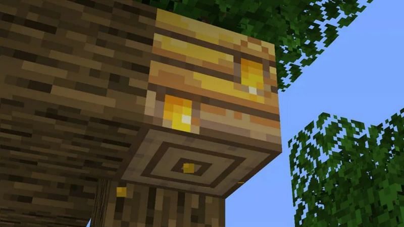 Bee nests are useful blocks, but simply removing them can land players in a world of painful bee stings (Image via Mojang)