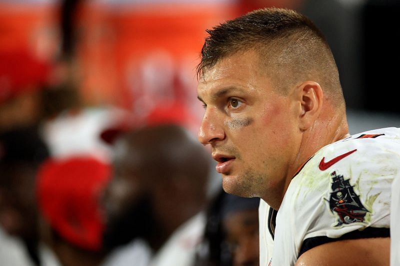 Rob Gronkowski playing for the Tampa Bay Buccaneers