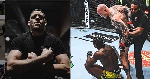 Nate Diaz (left), Anthony Smith vs Ryan Spann aftermath (right) [Credits: @natediaz209, @espnmma via Instagram]