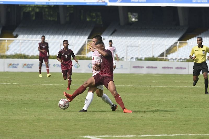 Liton Shil, Bikash Thapa, Sushil Shah and Nongmeikapam Suresh Meitei scored for Army Red while Samujal Rabha scored the solitary goal for Assam Rifles. (Image: Durand Cup)