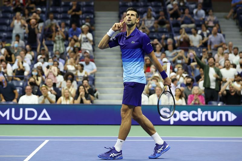 Novak Djokovic during his match against Matteo Berrettini