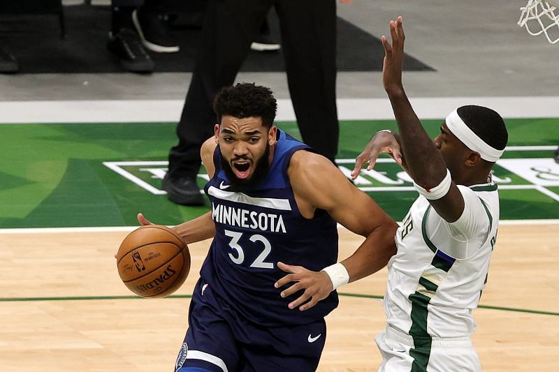 Karl-Anthony Towns in action for the Minnesota Timberwolves