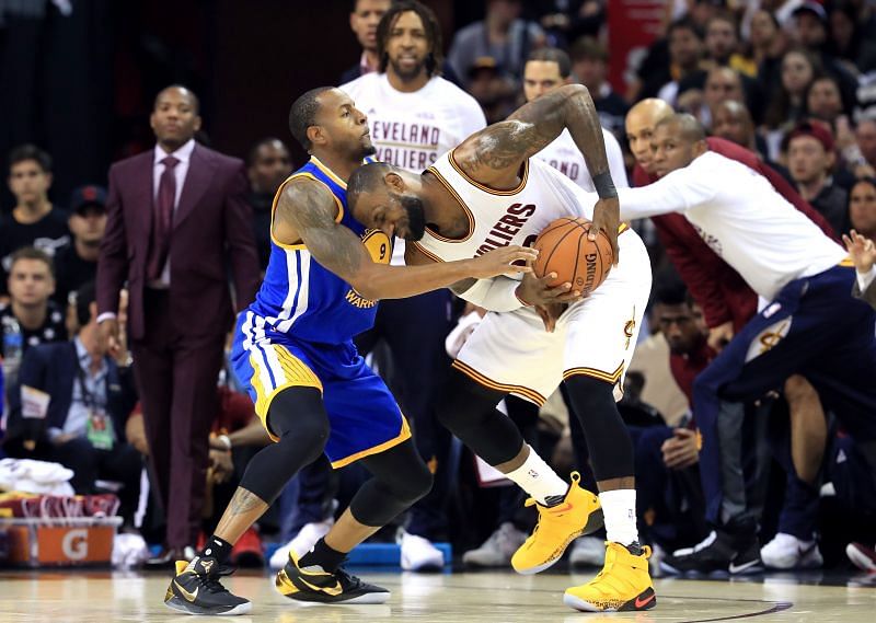 LeBron James goes up against Andre Iguodala in the 2017 NBA Finals