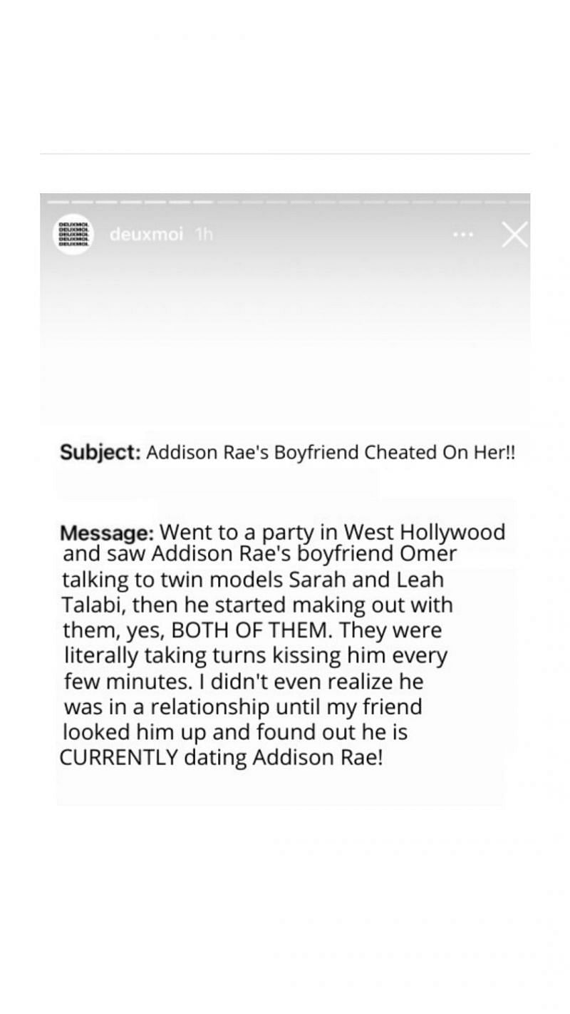 Rumors of Omer Fedi cheating on Addison Rae intensify (Image via Instagram/ omerfedi)