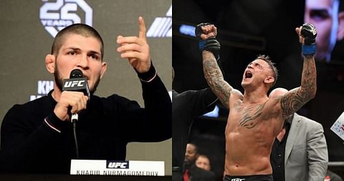 Khabib Nurmagomedov (left) & Dustin Poirier (right)