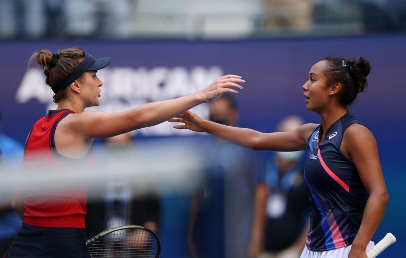 Elina Svitolina (L) and Leylah Fernandez