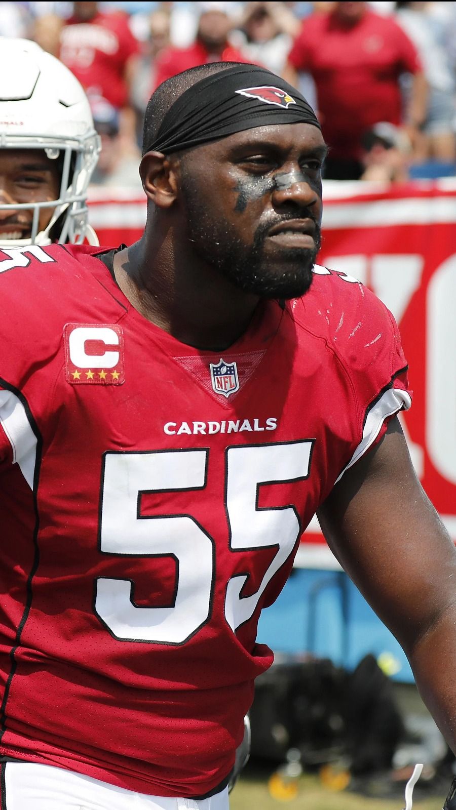 Arizona Cardinals linebacker Chandler Jones (55) celebrates after a sack  against the Cleveland Browns during the first half of an NFL football game,  Sunday, Dec. 15, 2019, in Glendale, Ariz. (AP Photo/Ross