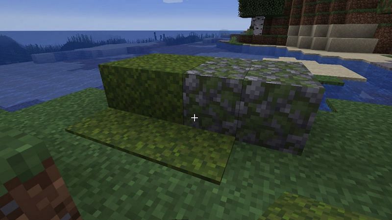 Mossy cobblestone blocks (Image via Minecraft)