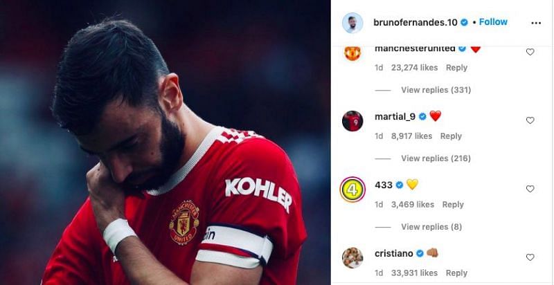 Cristiano Ronaldo, De Gea and other Manchester United players all rallied around Fernandes