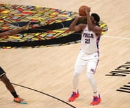 Joel Embiid (#21) of the Philadelphia 76ers